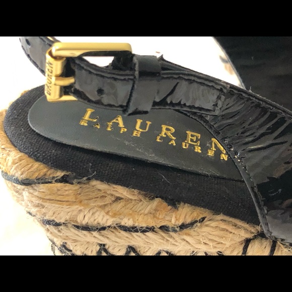 NWOTS RALPH LAUREN PATENT ESPADRILLE PEEP TOE WEDGE (8) - Picture 5 of 15